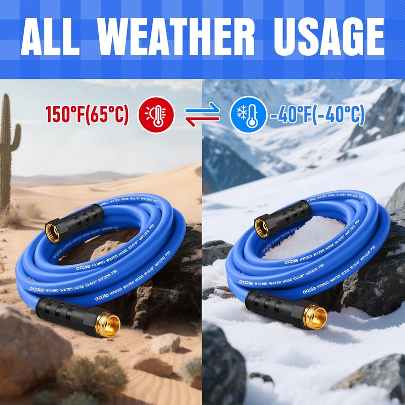 EOOIO Heavy Duty Garden Hose 6 ft, Non-Expanding Flexible Water Hose, Kink Resistant Lightweight Hybrid Hose, Leakproof Hose Male to Female Fittings - Image 5